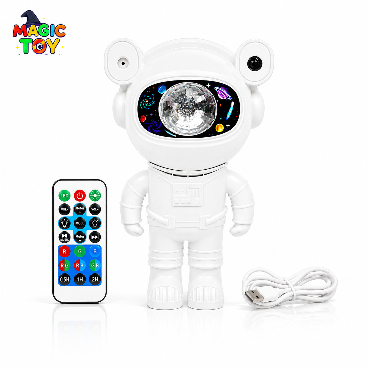 چراغ خواب فضانورد کوچک مدل Astronaut Projector Light | پروژکتور کهکشانی موزیکال با ریموت کنترل