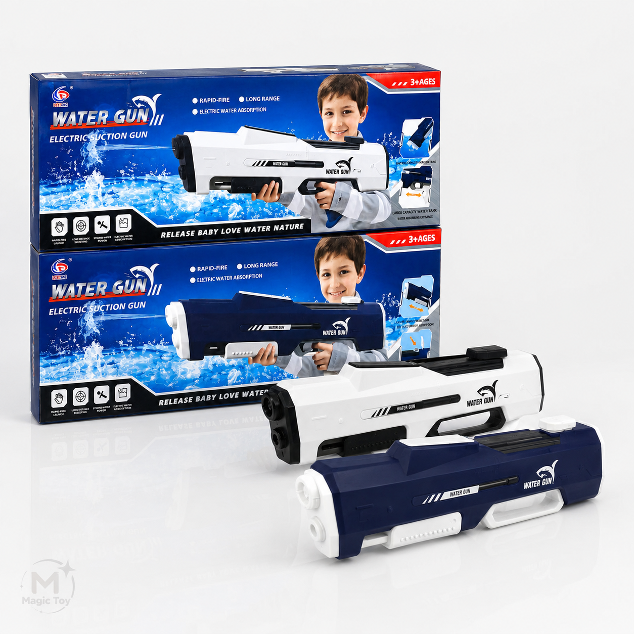 آبپاش شارژی مکش‌دار کودک مدل Water Gun III | تفنگ آبپاش برقی برد بلند آیتم 917