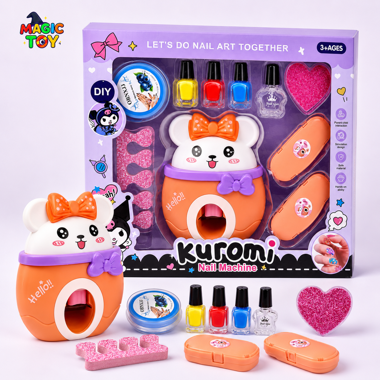 استمپر ناخن کودک طرح کرومی مدل 1_862 | ست طراحی ناخن Kurumi Nail Machine با لاک و اکسسوری