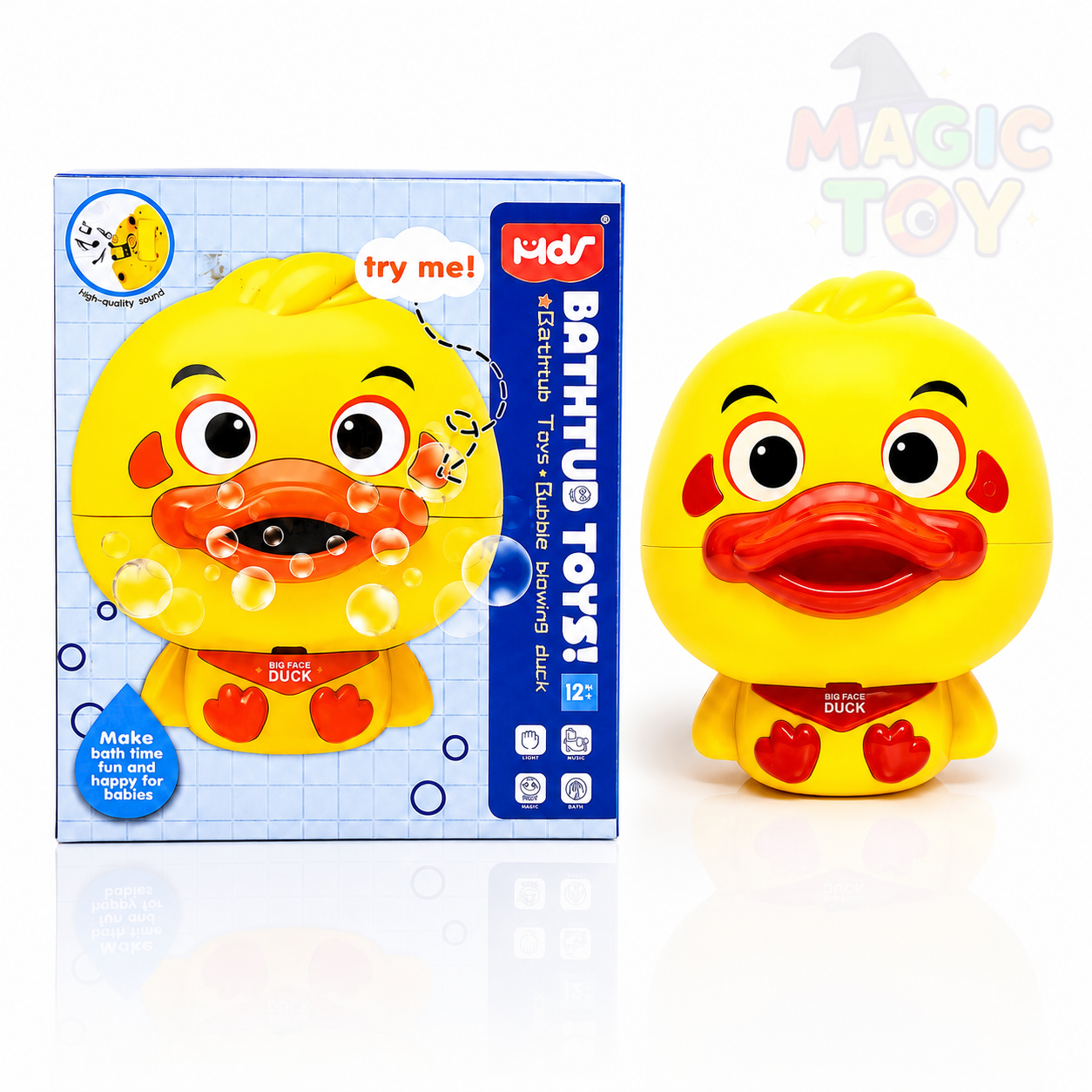 کف‌ساز حمام کودک طرح اردک موزیکال مدل Big Face Duck | اسباب‌بازی حمام حباب‌ساز آیتم 10_368