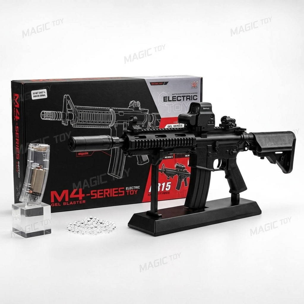 تفنگ تیر ژله ای شارژی الکترونیکی M4-Series مدل اتوماتیک خشاب برقی (رنگ مشکی)