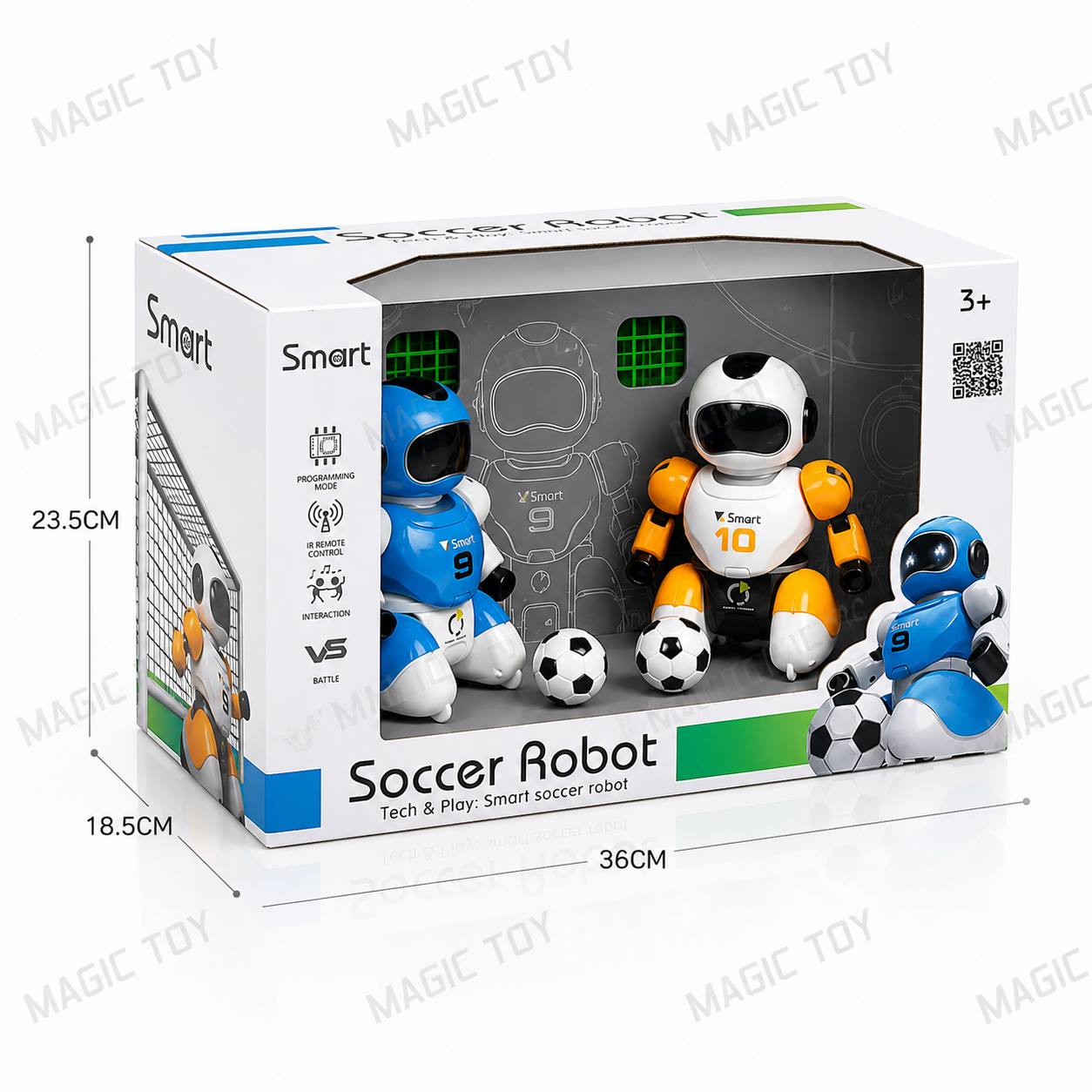 پک ۲ عددی ربات کنترلی فوتبالیست هوشمند هوپر مدل Soccer Robot 3066 همراه با دروازه