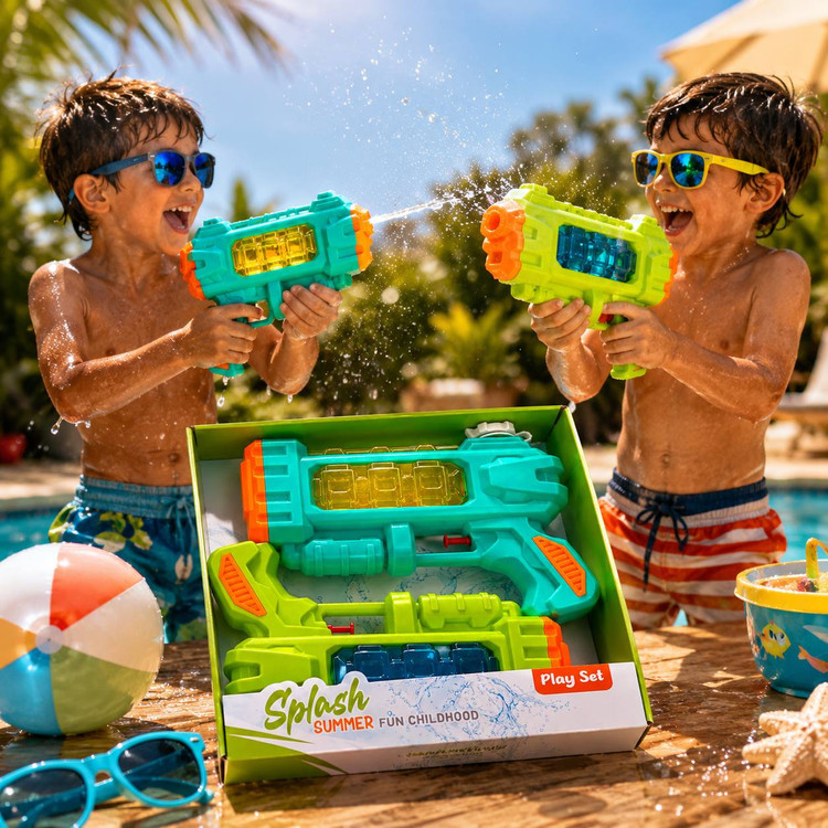 تفنگ آبپاش دوتایی مدل مخزن شفاف Splash Summer (پک ۲ عددی)