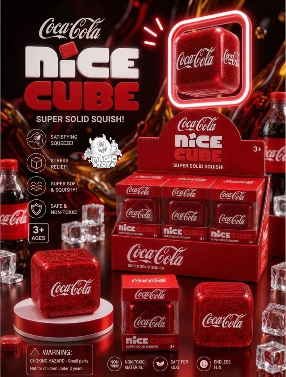 فیجت ضد استرس نیدو مکعبی کوکاکولا مدل NICE CUBE (ژله‌ای ژلاتینی متراکم)