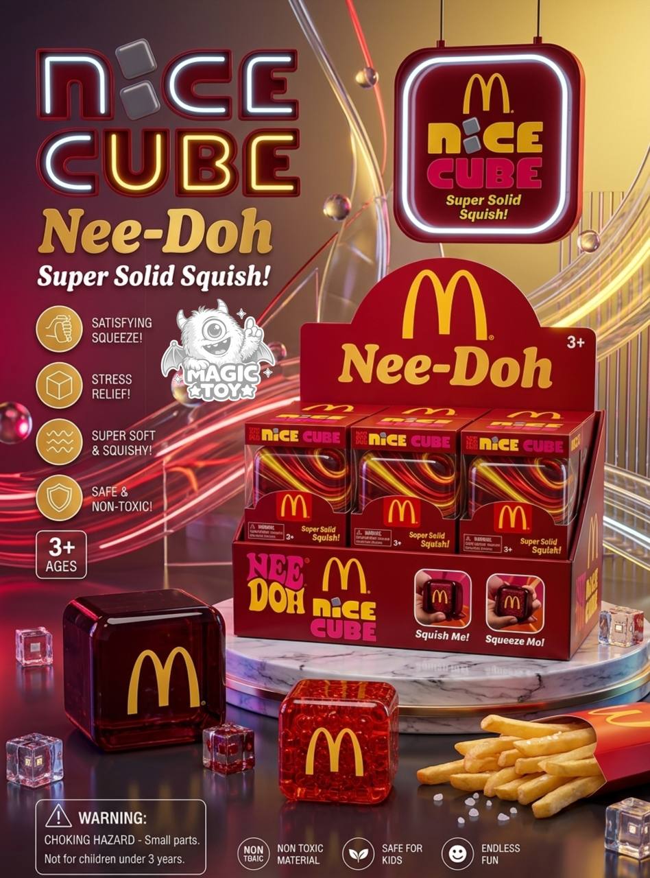 فیجت ضد استرس نیدو مکعبی مک دونالد مدل NeeDoh NICE CUBE (ژلهای ژلاتینی متراکم قرمز/مشکی)