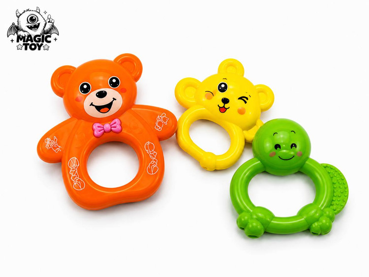 ست جغجغه و دندانگیر ۷ تکه نوزاد ایجیا مدل Baby Happy (نشکن، بدون BPA)