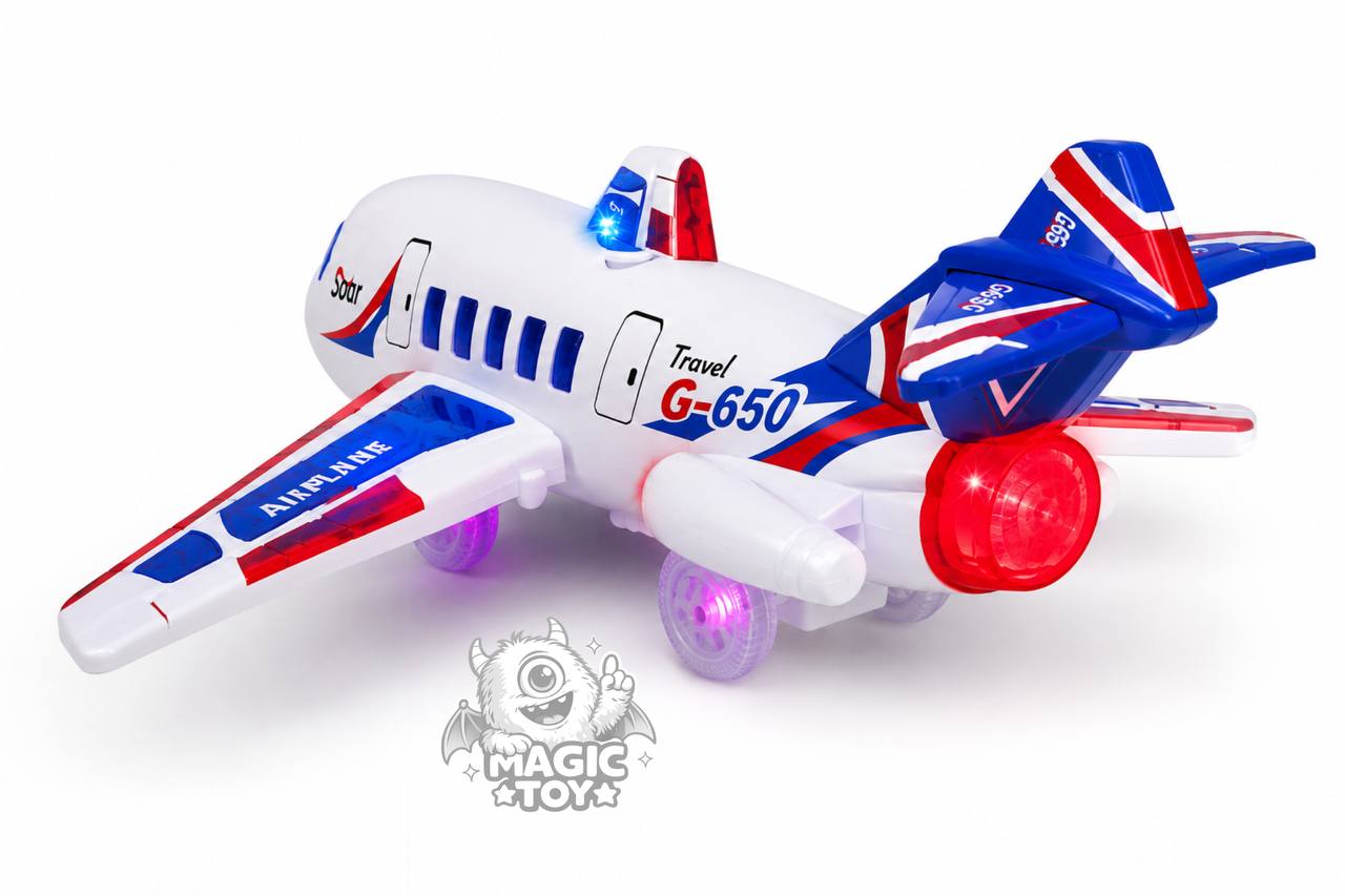 هواپیمای اسباببازی موزیکال دودزا مدل Aviation Plane G-650 برند Kai Jie TOYS (حرکت خودکار و نورپردازی ۳D)