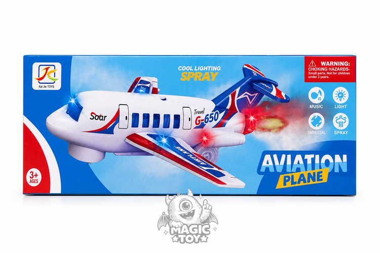 هواپیمای اسباببازی موزیکال دودزا مدل Aviation Plane G-650 برند Kai Jie TOYS (حرکت خودکار و نورپردازی ۳D)