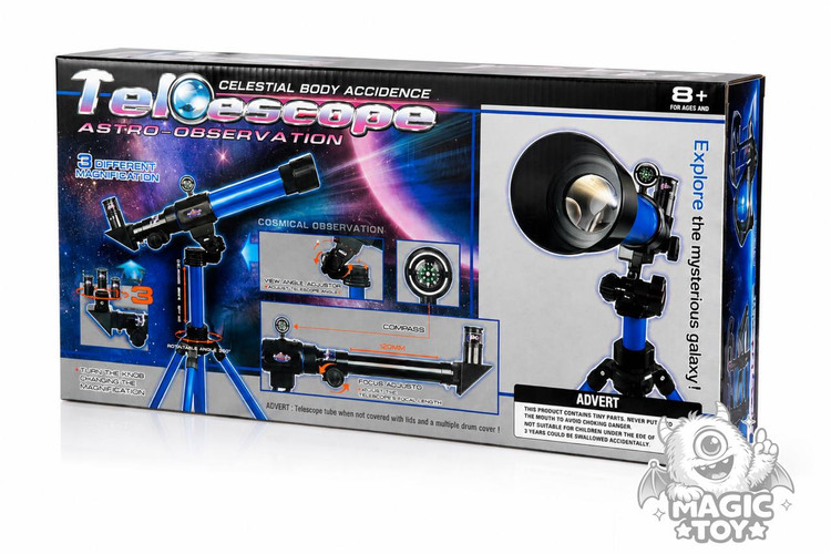 تلسکوپ نجومی آموزشی کودک و نوجوان مدل Telescope Astro-Observation کد 2104 (با ۳ چشمی زوم 20x 30x 40x، سهپایه و قطبنما)