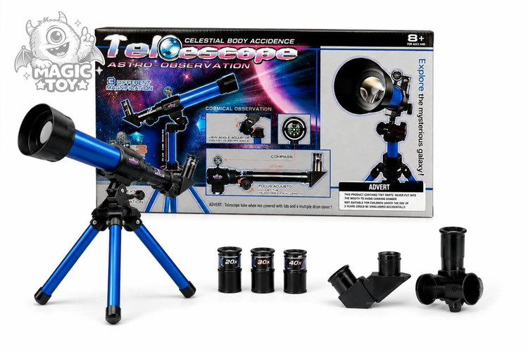 تلسکوپ نجومی آموزشی کودک و نوجوان مدل Telescope Astro-Observation کد 2104 (با ۳ چشمی زوم 20x 30x 40x، سهپایه و قطبنما)