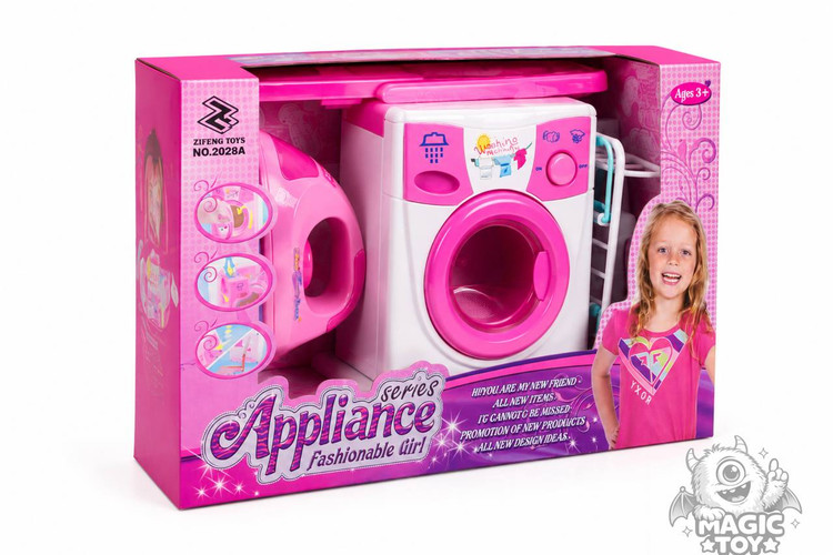 ست اسباببازی لباسشویی و اتو باتریخور برند ZIFENG TOYS کد 2_2028 (سری Appliance شامل میز اتو و رختآویز چرخدار)