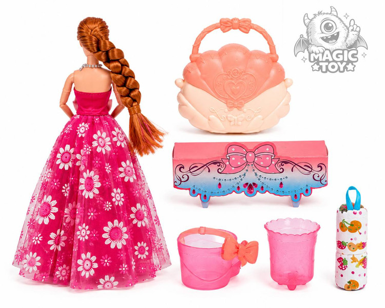 عروسک باربی پرنسس مفصلی با لباس مجلسی پفدار و ست کیف نگیندار کد 3201 (سری Fashion Lovely Gift به همراه اکسسوری)