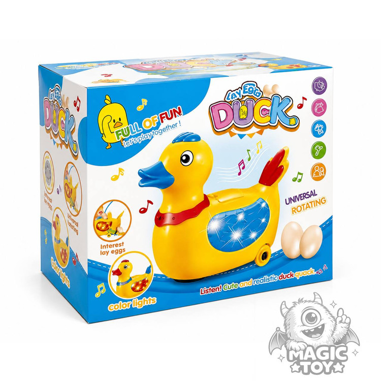 اردک فانتزی تخمگذار موزیکال و چراغدار مدل LAY EGG DUCK کد 2283 (اسباببازی حرکتی سنسوردار ۳۶۰ درجه با نورپردازی بالها و صدای اردک)