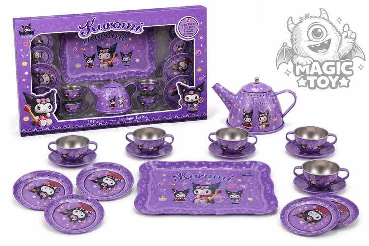 ست ظروف چایخوری فلزی ۱۵ پارچه طرح کرومی مدل Boutique Tea Set کد 1_966 (شامل قوری دربدار، ۴ فنجان دستهدار، نعلبکی، پیشدستی و سینی پذیرایی لبهدار)