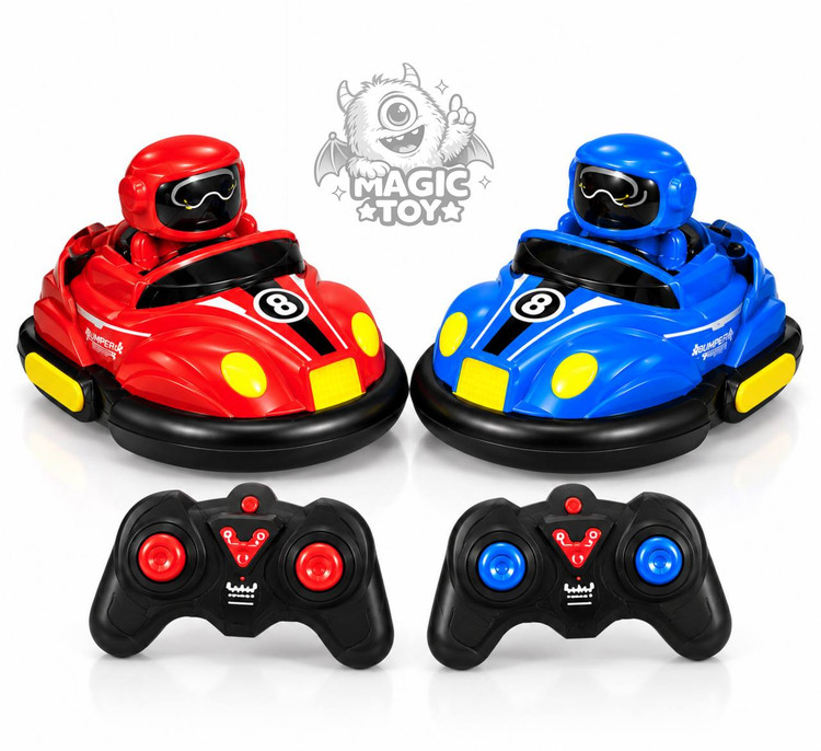 ست ماشین کنترلی تصادفی دو ریموت BUMPER CAR کد 1215 برند XBAOTEC (مجموعه ۲ عددی مسابقهای، فرکانس 2.4GHz، افکت نوری، قابلیت پرتاب راننده با ضربه)