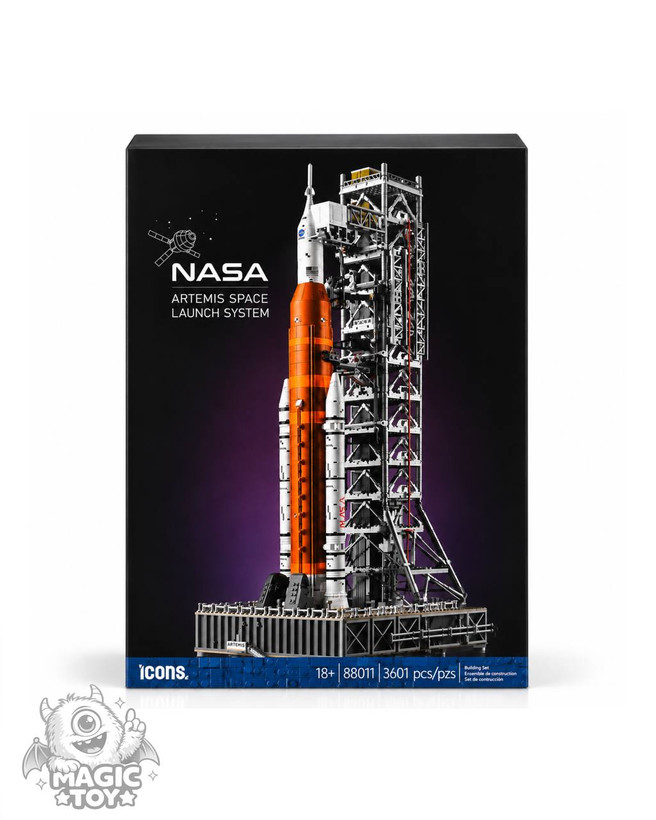 لگو ساختنی کلکسیونی سامانه پرتاب فضایی ناسا آرتمیس ۳۶۰۱ قطعه سری icons کد 88011 (مدل NASA Artemis Space Launch System همراه با برج پرتاب متحرک، کپسول اوریون و سکوی پرتاب)